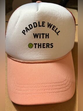 Peach and White Pickle ballTrucker Hat -